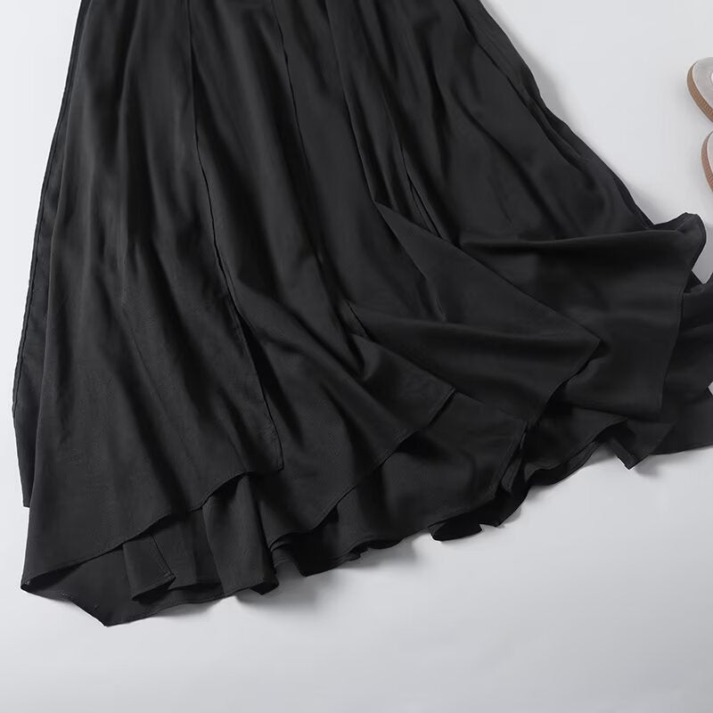 Women's new chic fashion vacation style irregular hem MIDI skirt