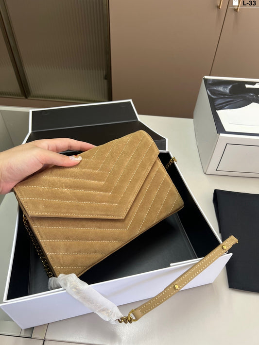 Women's new versatile chain suede crossbody bag