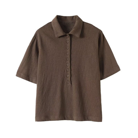 Women's new fashion comfortable short sleeved knitted T-shirt top