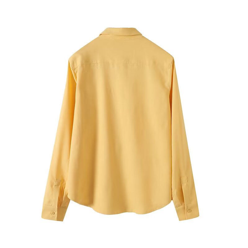 Women's new fashion long sleeved lapel cotton linen blend shirt