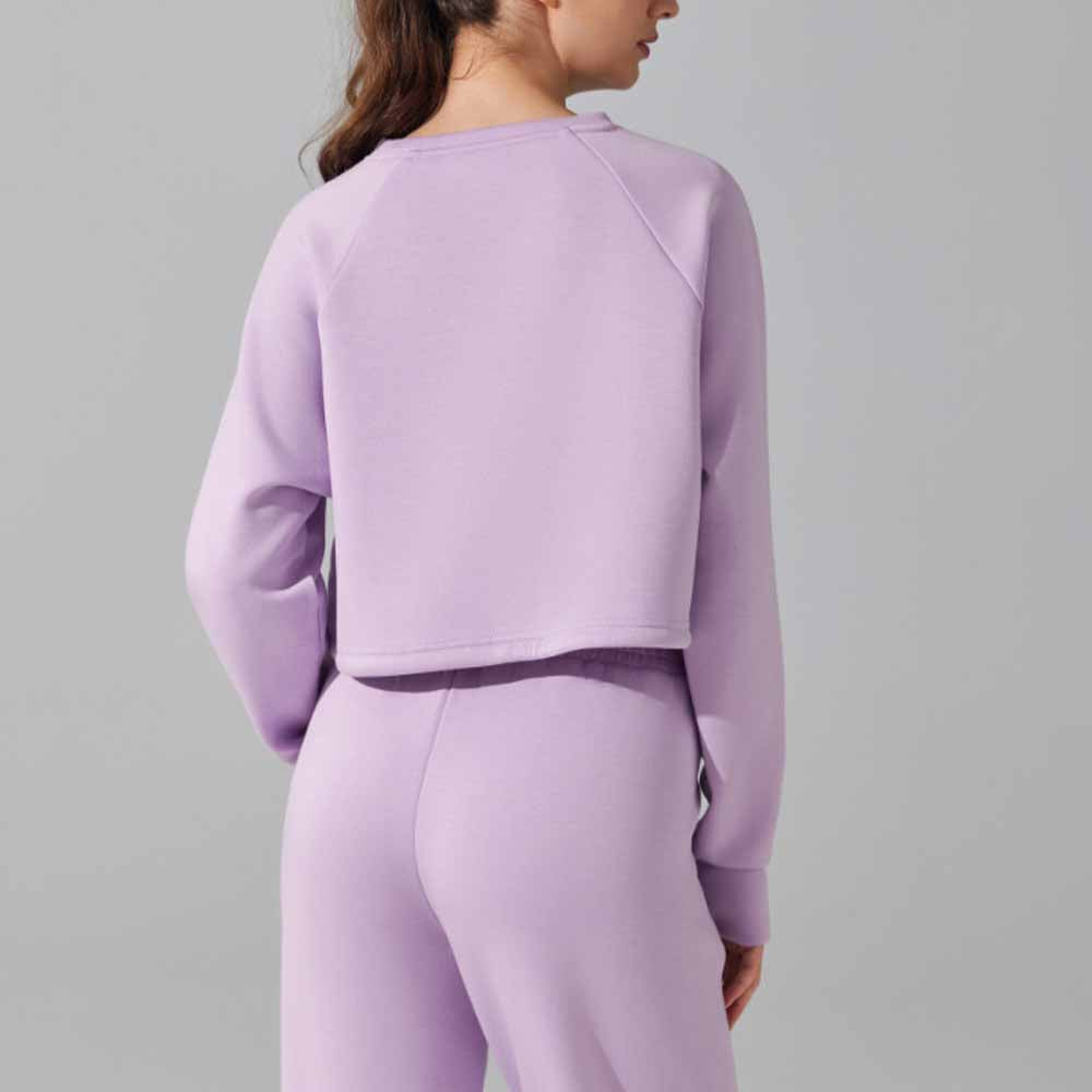 Women's New Fashion Joker Round Neck Sweater Fitness Yoga Coat Loose Long Sleeve Pilates Drawstring Coat