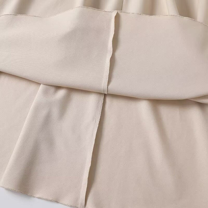 Women's 2025 new fashion contrasting draped midi skirt