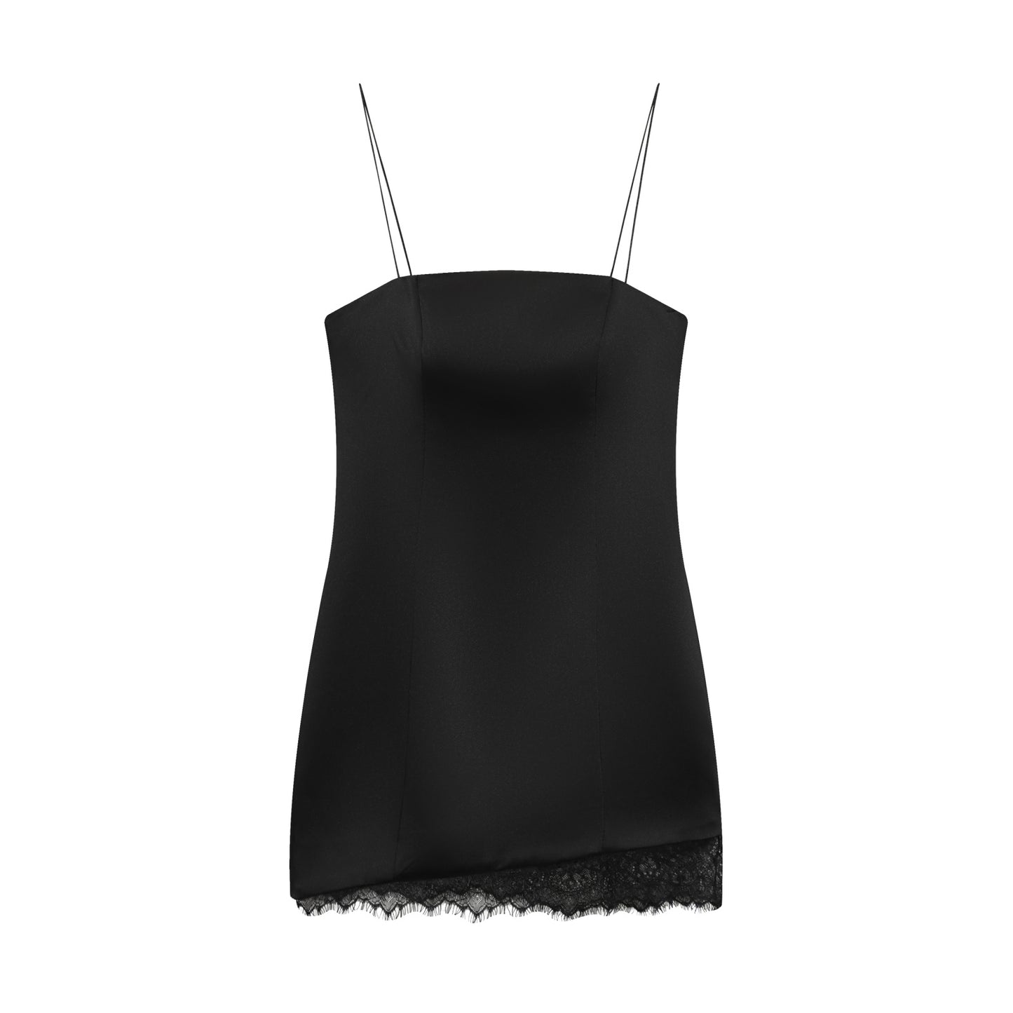 Women's new satin texture sexy lace suspender mini dress