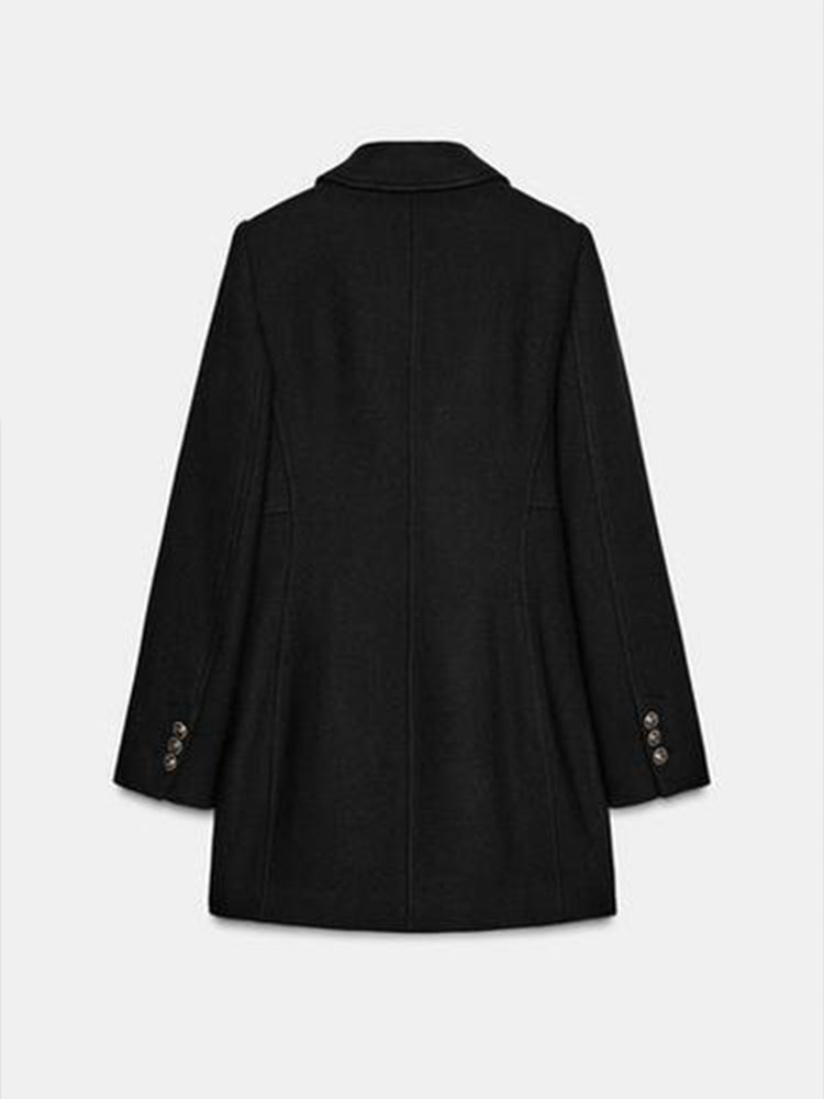 Women's new fashion warm double breasted wool blended coat jacket