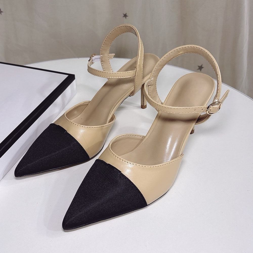 Women's new stitching design pointy high heels have a shoe box
