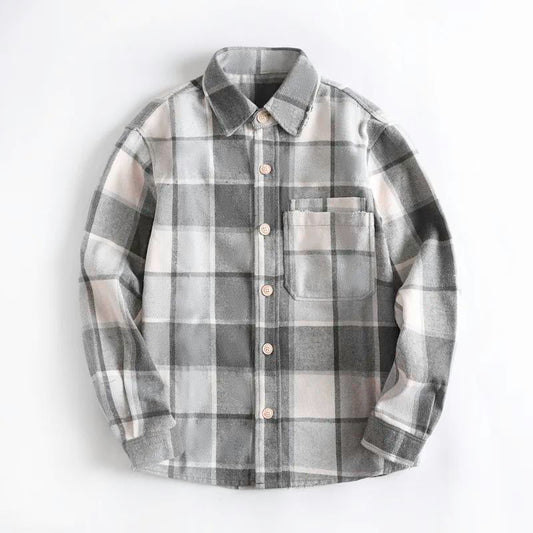 Men's New Fashion Joker Leisure Pocket Decoration Washed Old Plaid Shirt Men's Loose Casual Coat.