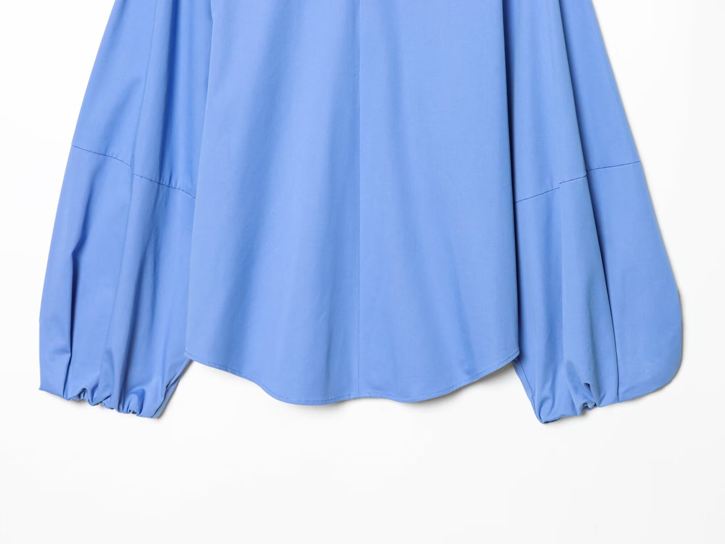 Women's O Neck zipper balloon sleeve poplin shirt