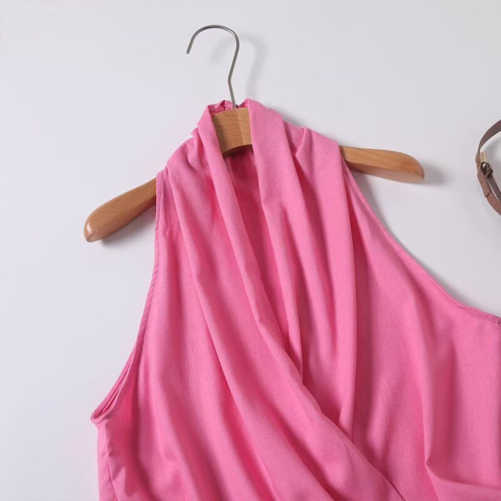 Women's new fashion cross hanging neck collar sleeveless top