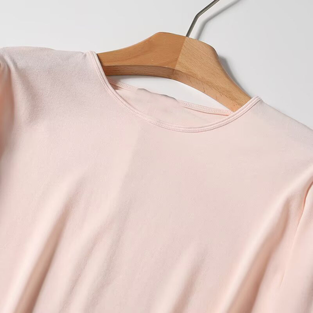 Women's new fashion solid base O Neck long sleeved knitted top