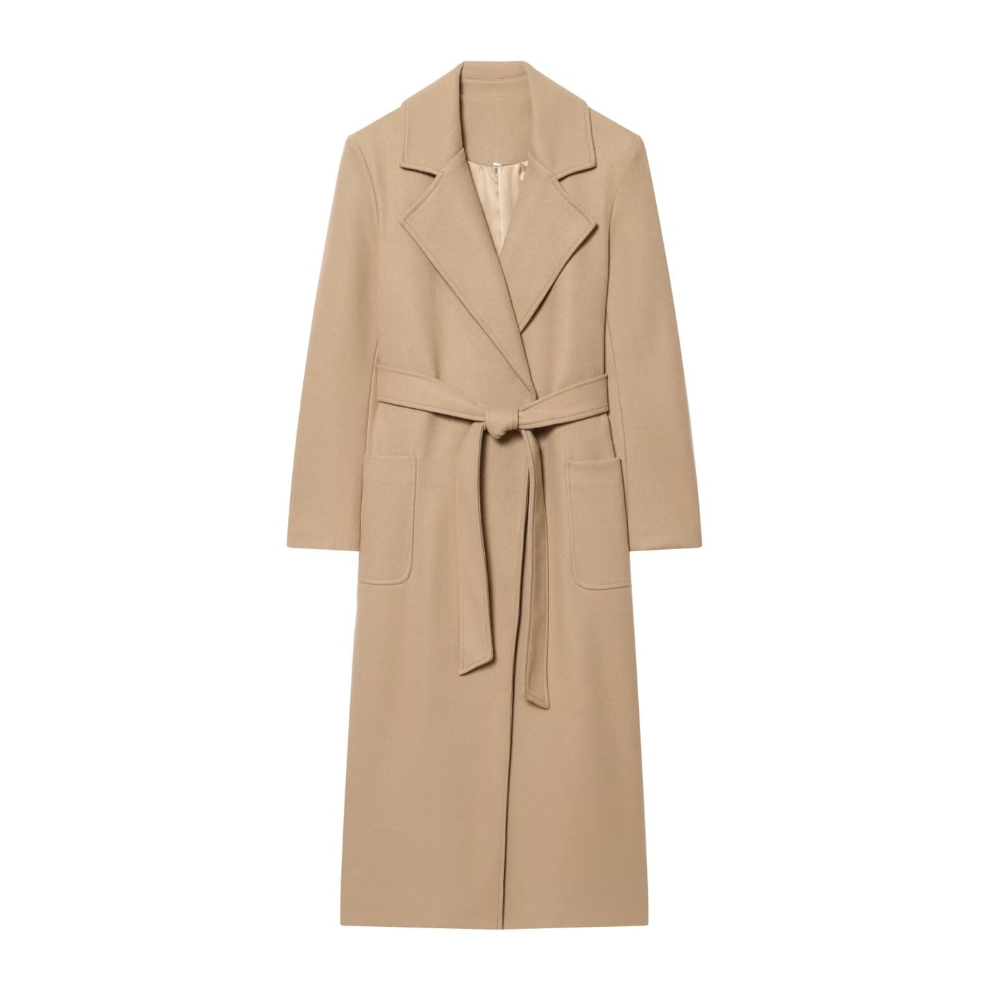 Women's With Belt Long Style Wool Blended Coat