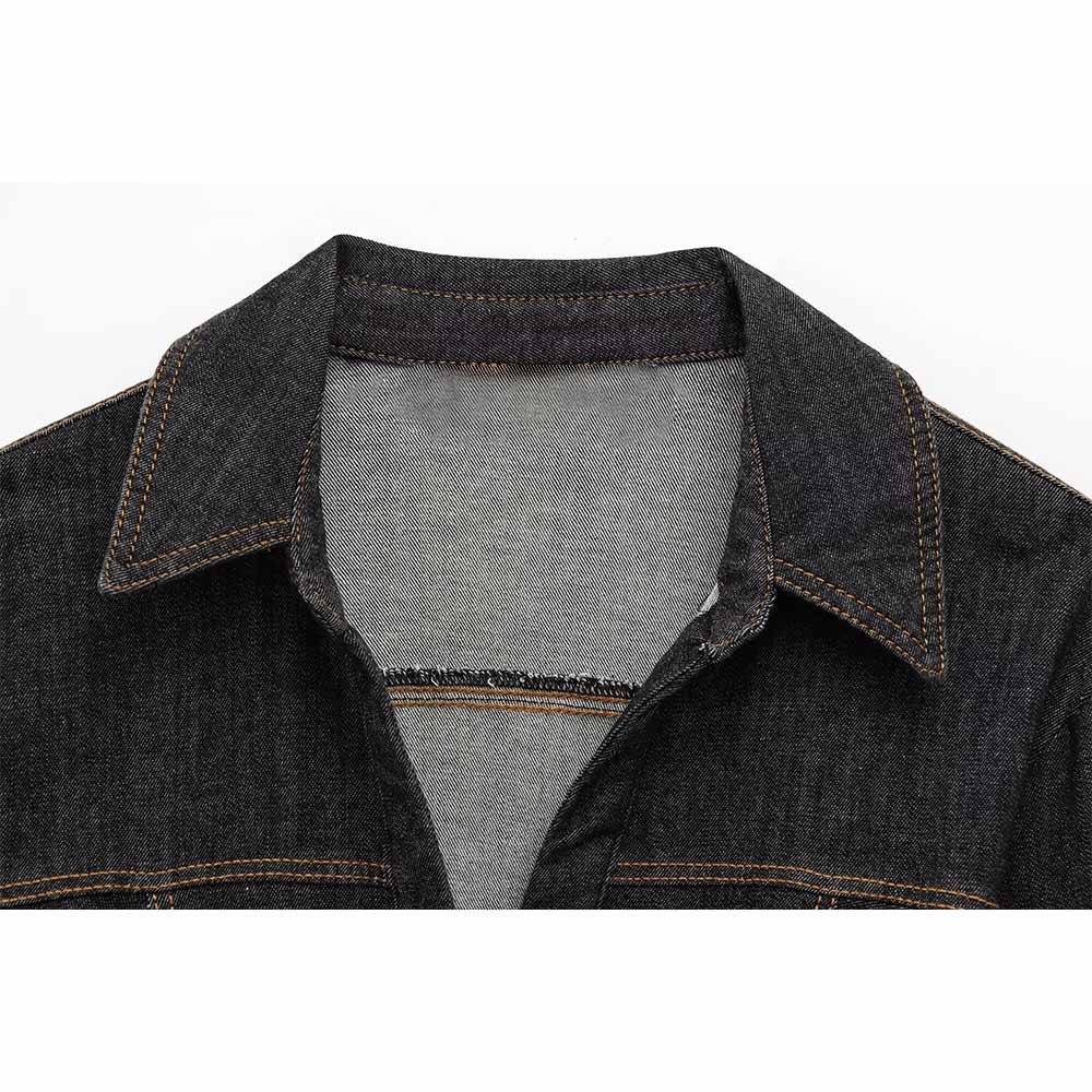Women's 2025 new fashion pocket decoration slim pleated denim shirt retro long sleeved button up women's shirt chic top