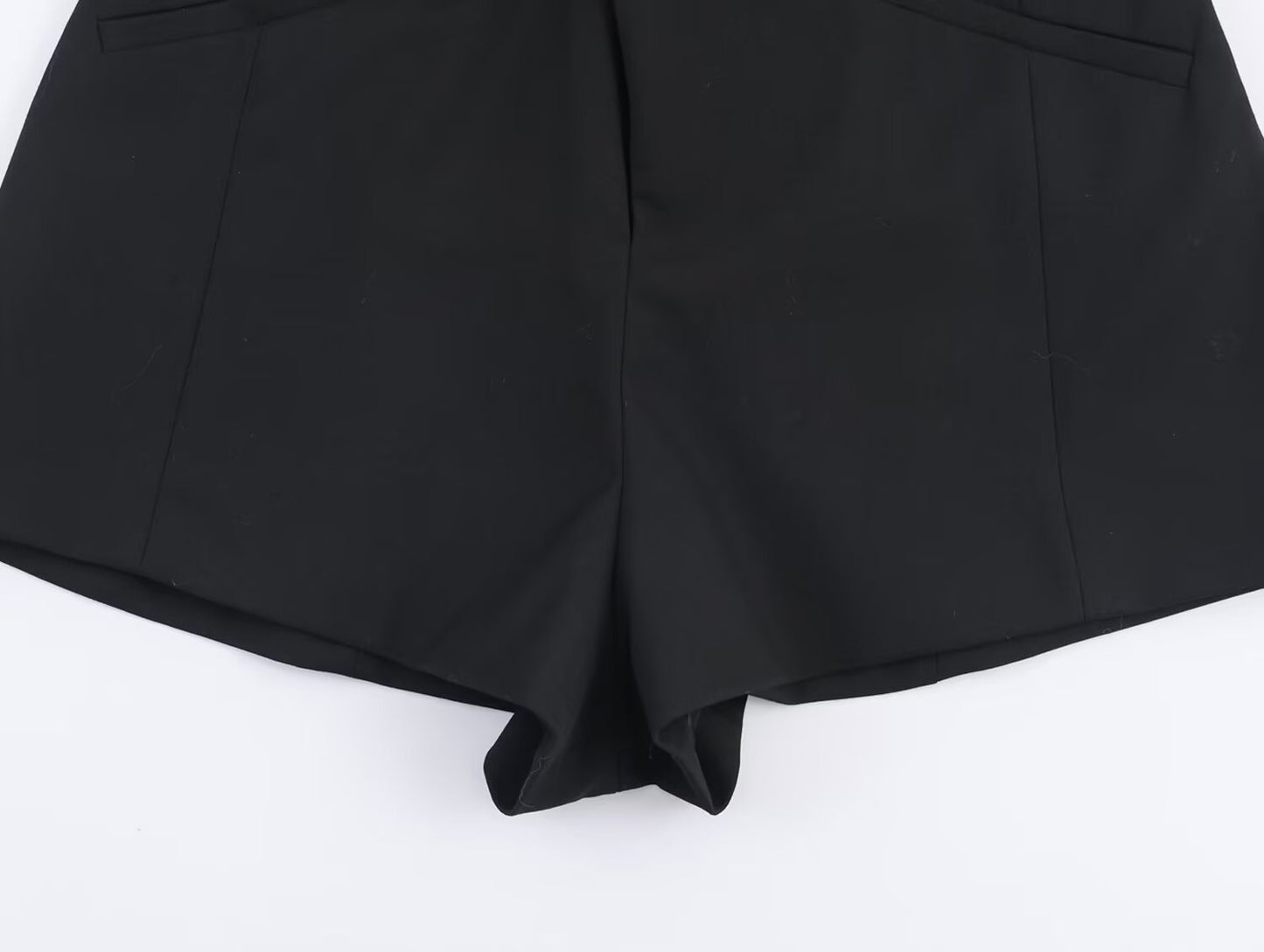 Women's black V-neck Blazer Coat style short jumpsuit