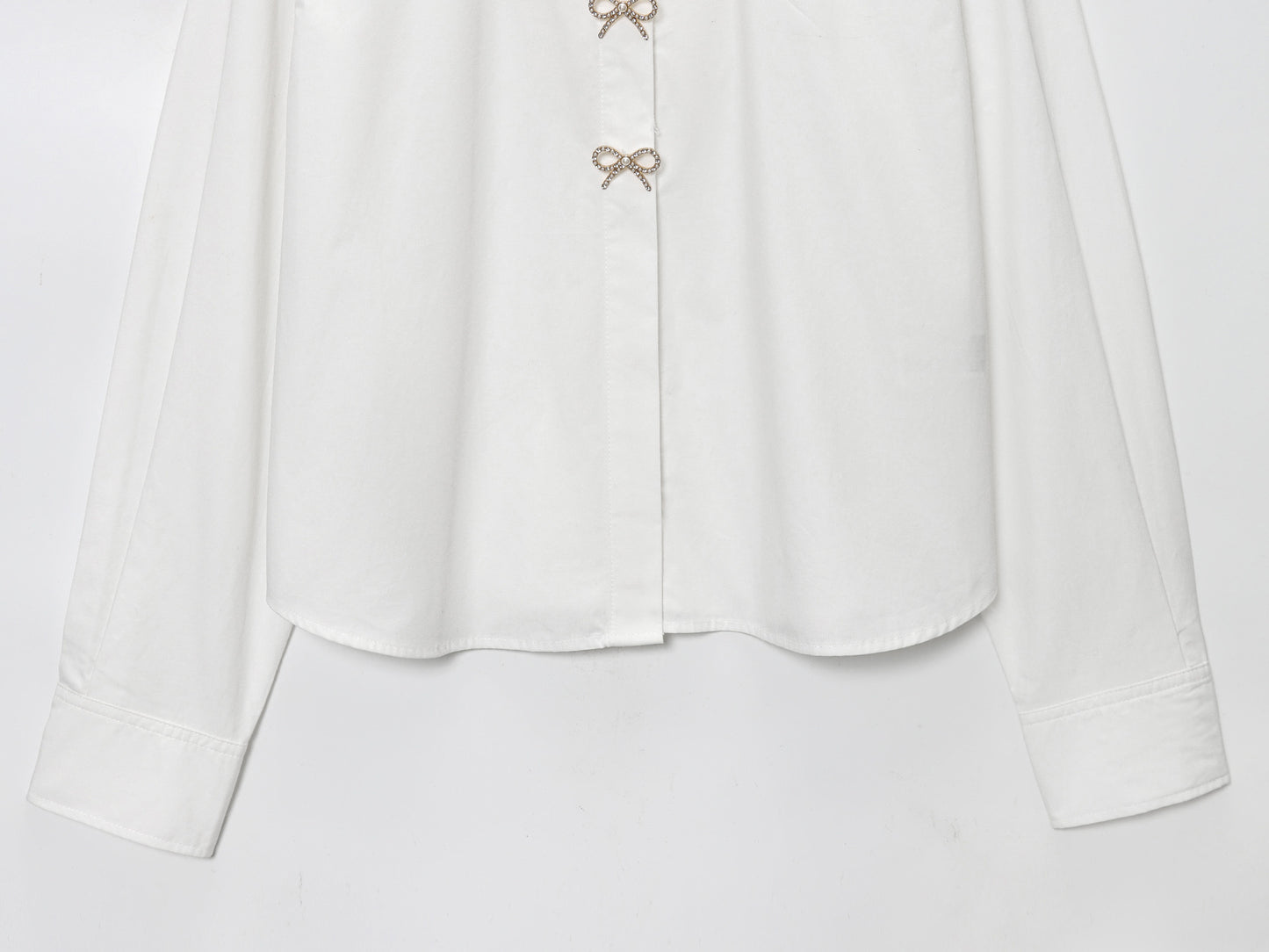 Women's jewelry button decoration poplin shirt