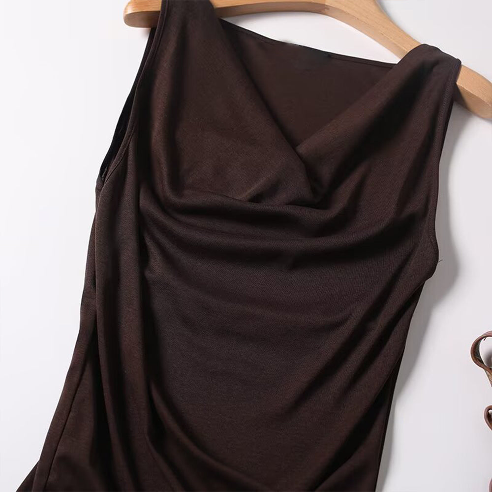 Women's New Fashion Sleeveless Swinging Neck T-shirt Top