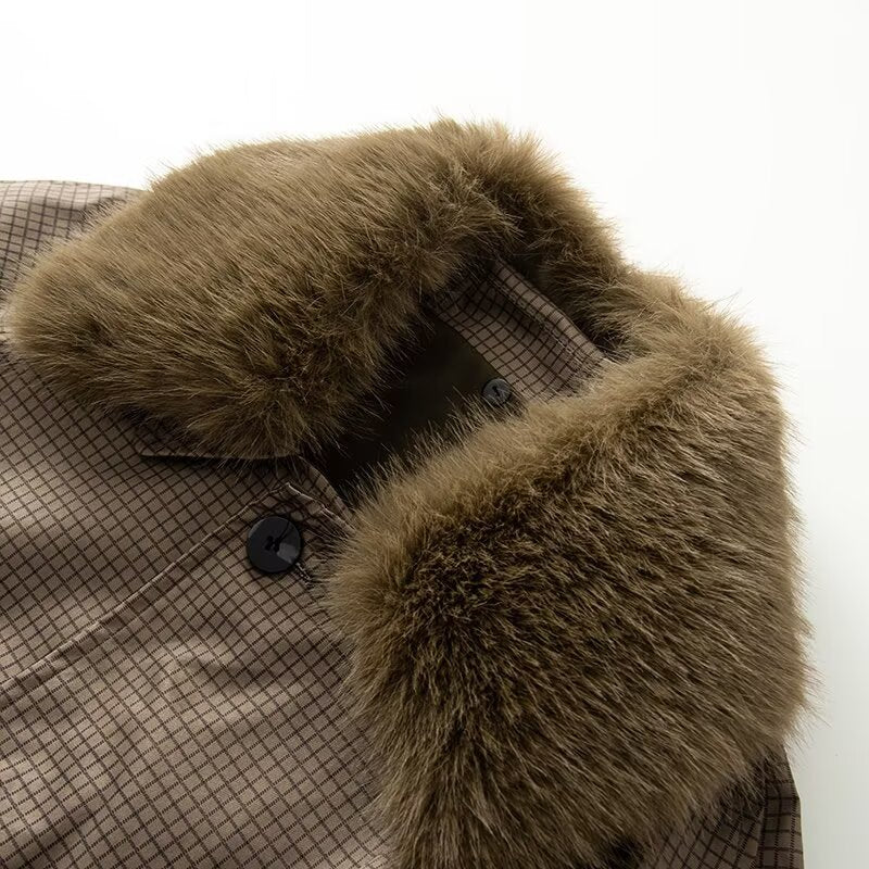 Women's double-sided wear long style faux fur effect windbreaker Coat