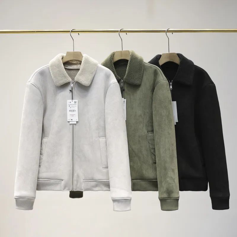 Men's New Fashion Casual Joker Suede Texture Effect Fabric Slim Zipper Jacket Cardigan Jacket Jacket Jacket.