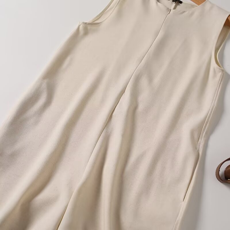 Women's 2025 new fashion zipper design sleeveless jumpsuit