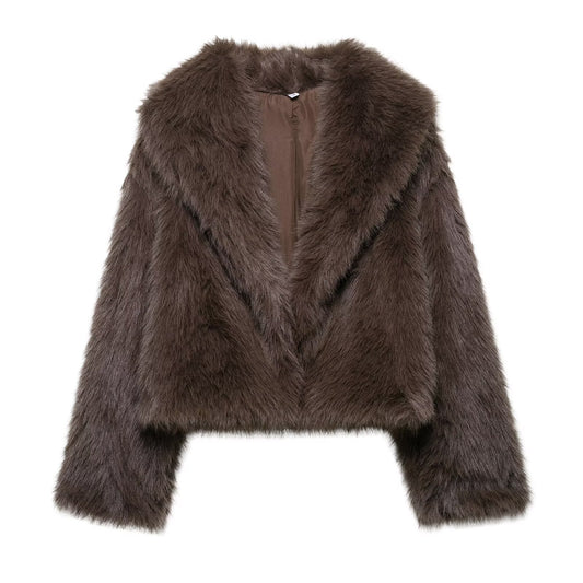 Women's fashion short imitation fur coat
