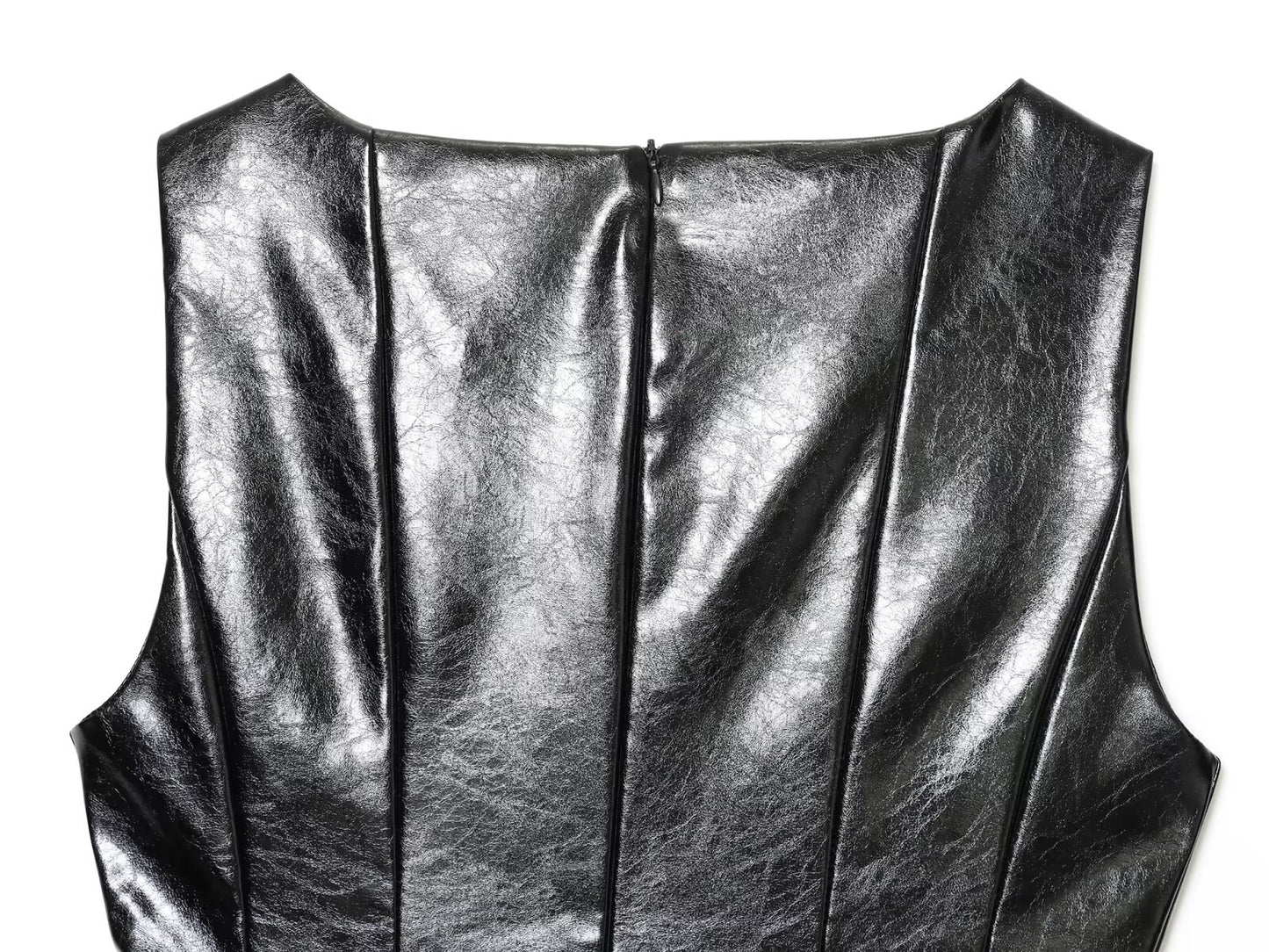 Women's new with Belt sleeveless faux leather effect vest top