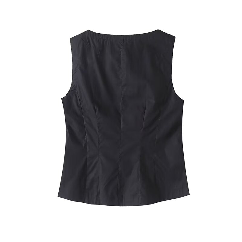 Women's new fashion slim single breasted sleeveless vest+Skirts suit