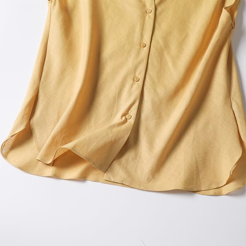 Women's 2025 chic Fashion sleeveless linen blend V-neck shirt