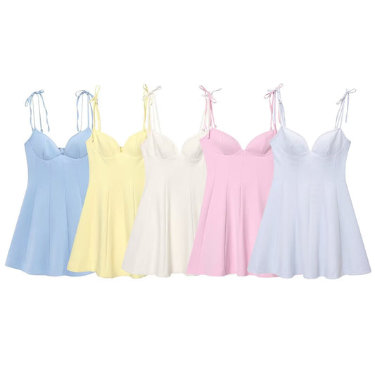 Women's summer fashion bow decoration strapless mini dress