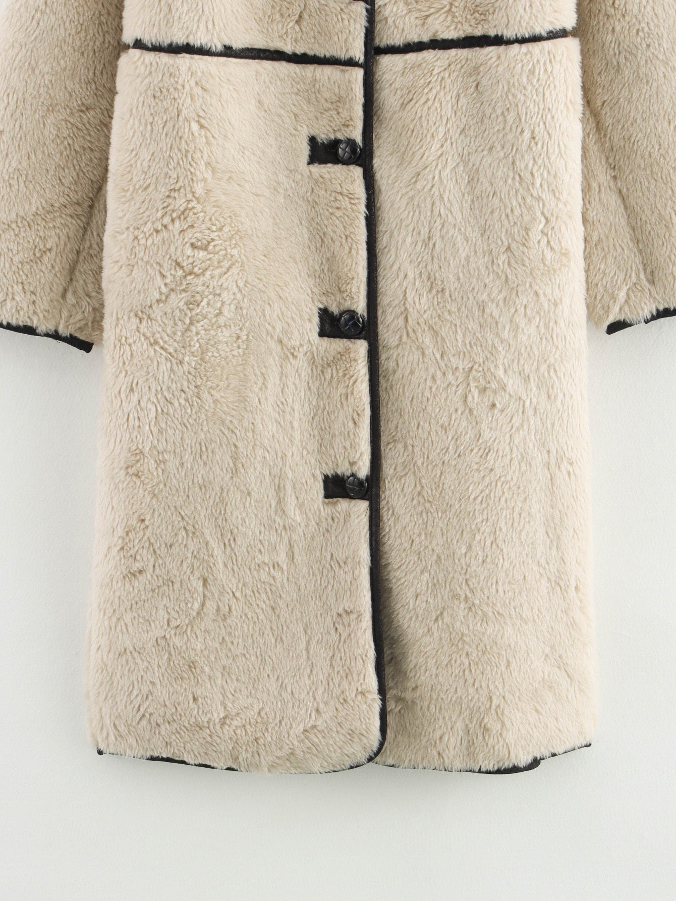 Women's long style faux fur effect lapel Coat