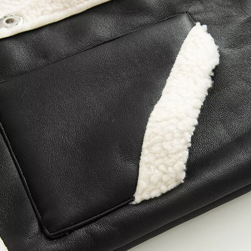 Women's patchwork fleece Fur Faux Leather vest Coat