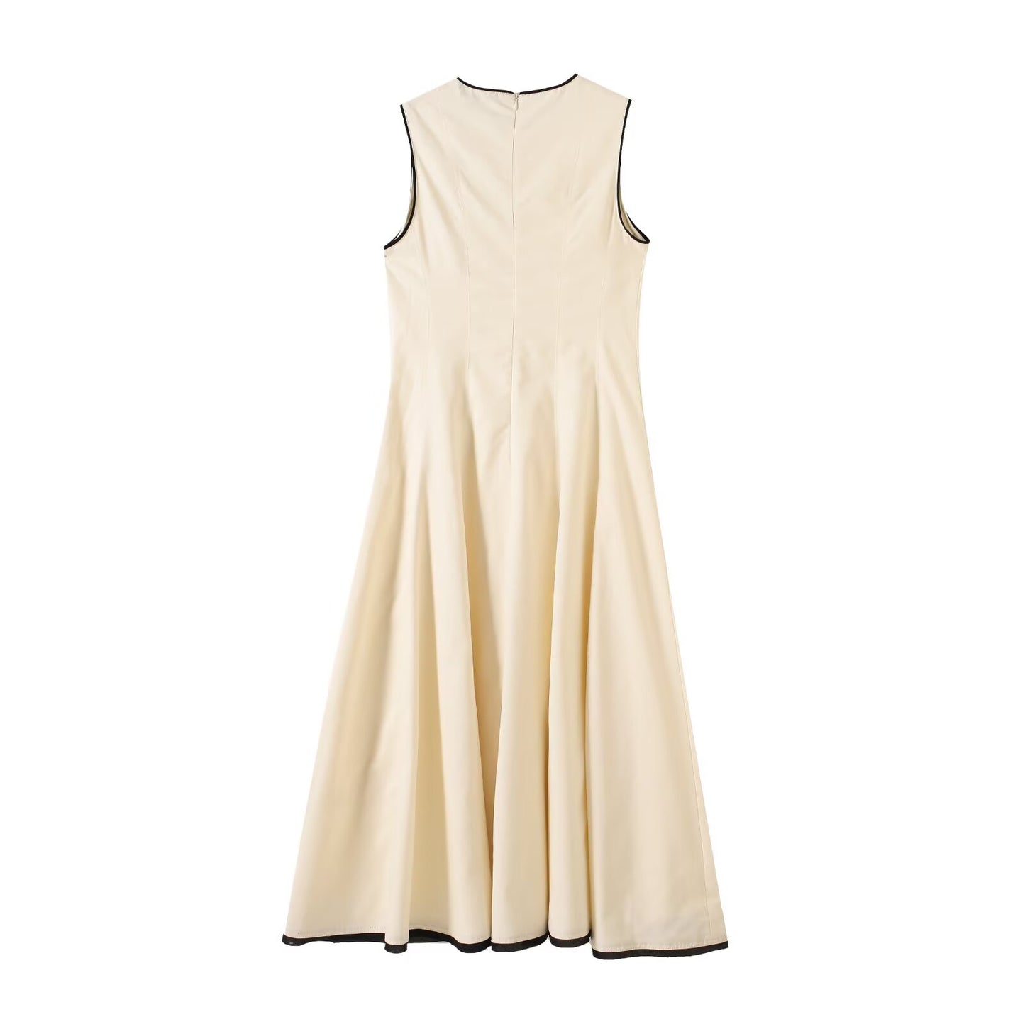 Women's new fashion contrasting edge vest style MIDI dress
