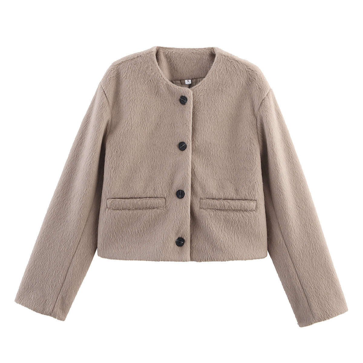 Women's short round neck wool blend Coat