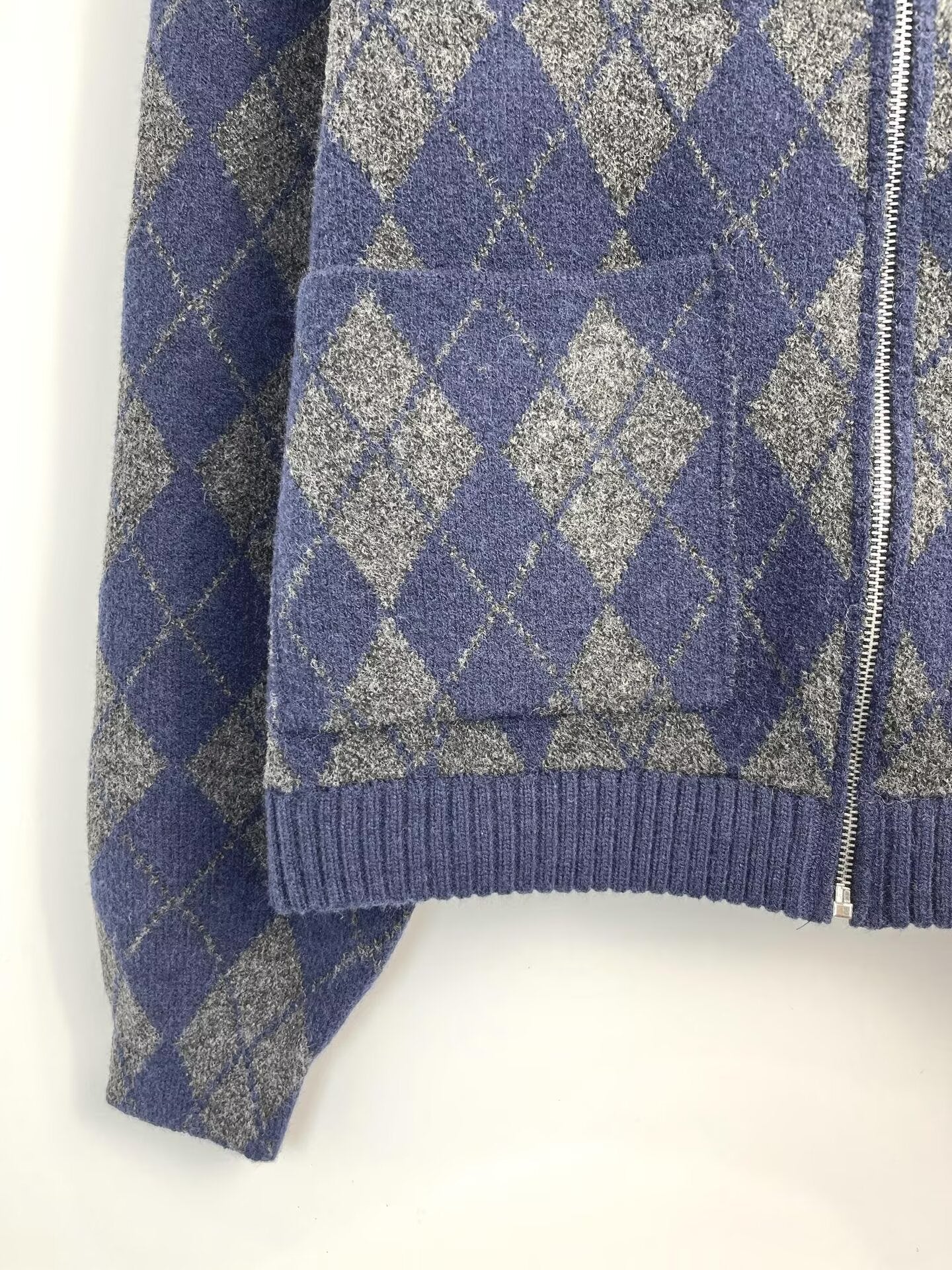 Women's new fashion diamond checkered knitted pilot jacket Coat