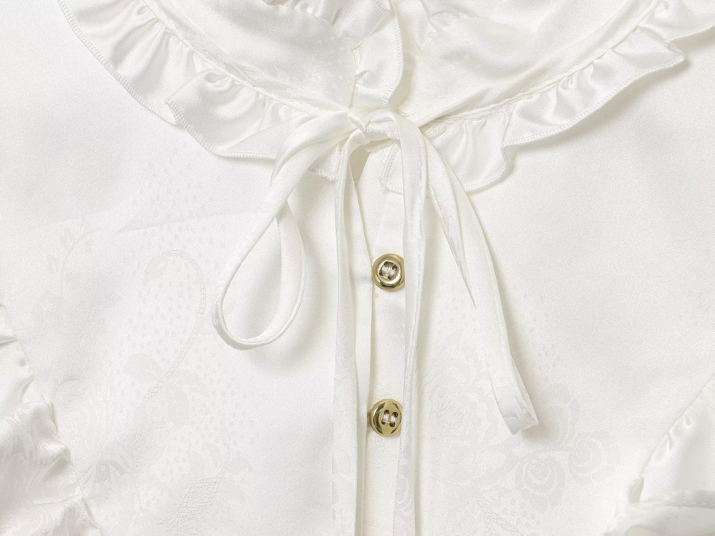 Women's new fashion long sleeved satin textured jacquard shirt