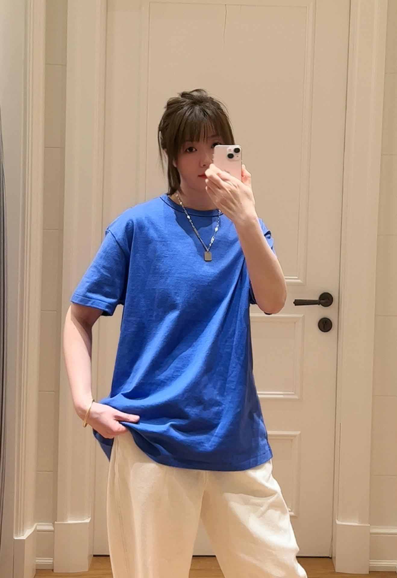 Men and Women with The Same New Fashion Joker Cotton Multicolor Round Neck Couple T-shirt