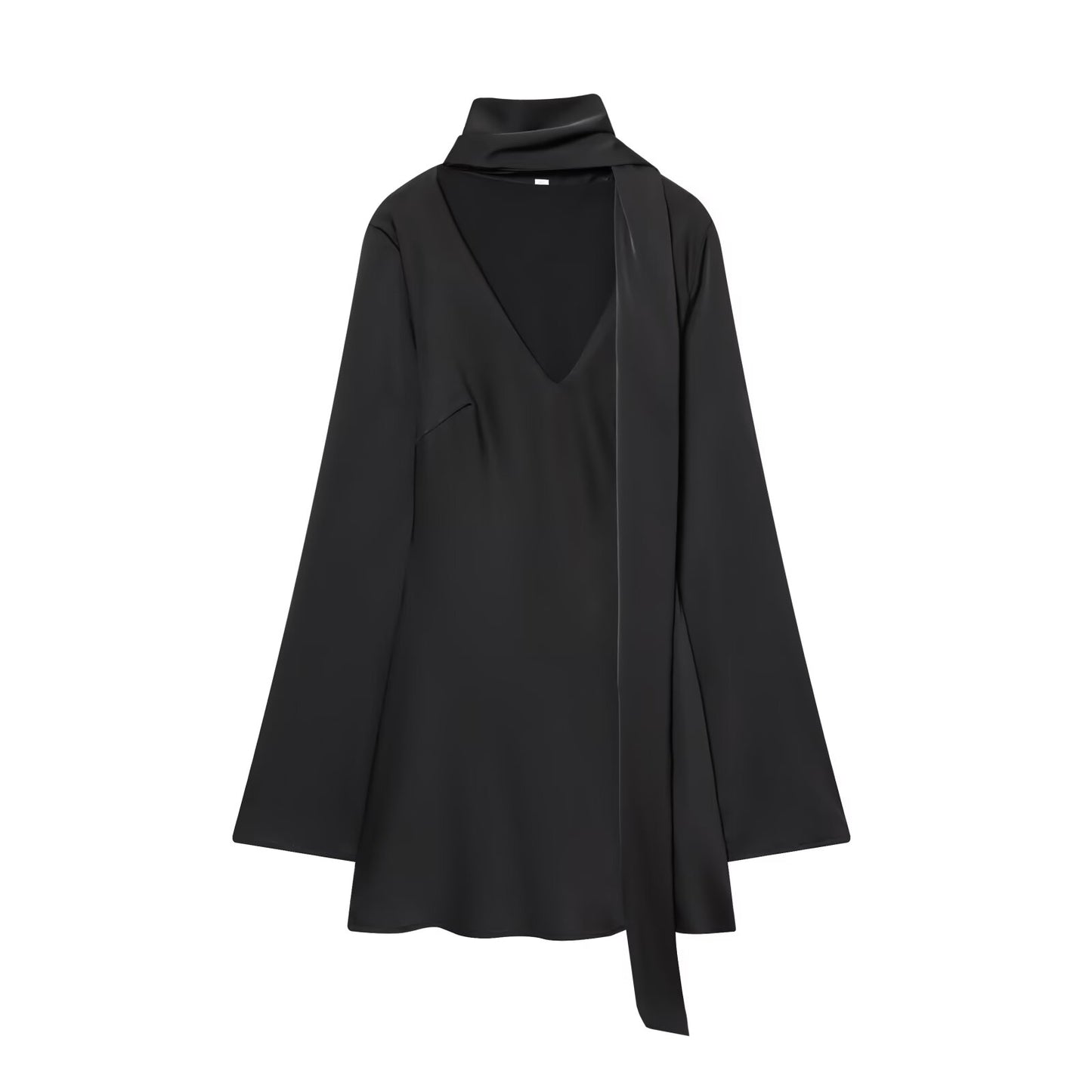 Women's new scarf decoration satin texture mini dress