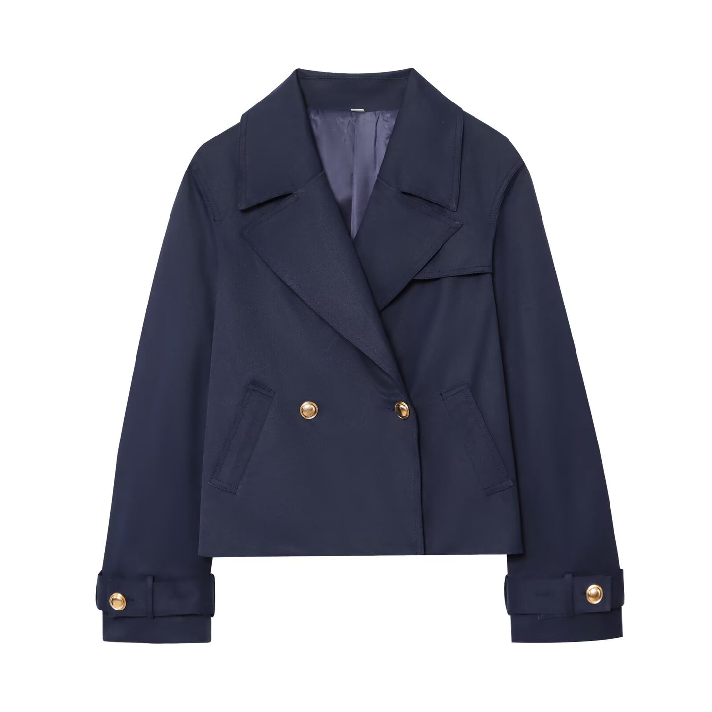 Women's new fashion casual double breasted short lapel Coat