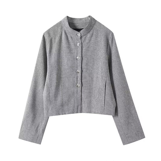 Women's autumn fashion short single breasted stand collar jacket