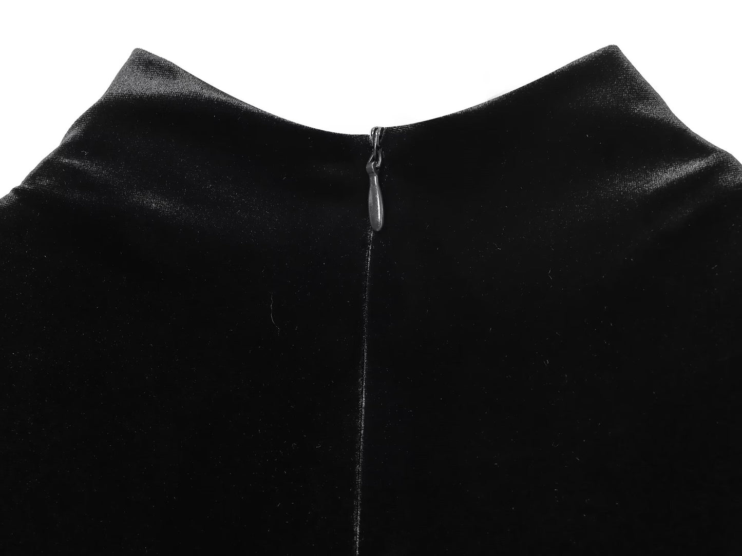 Women's belt decoration black slim velvet mini dress