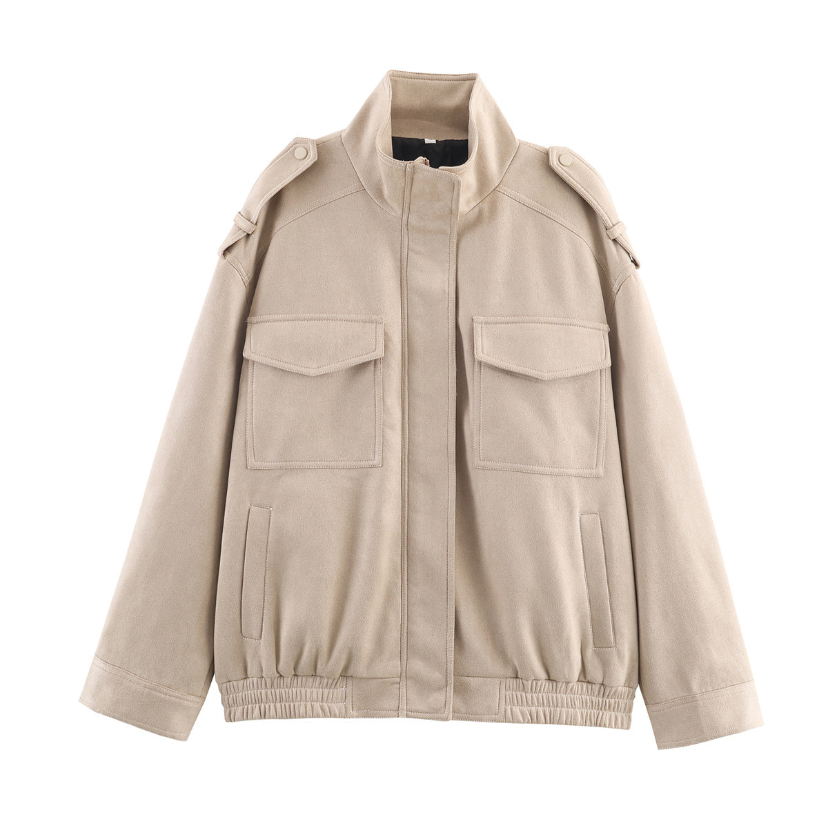 Women's new fashion suede loose stand collar jacket Coat