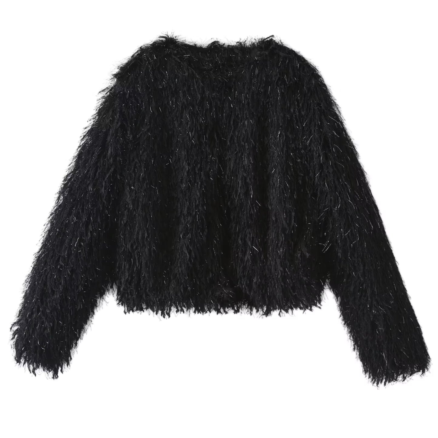 Women's metal Edge decorative short O Neck Coat