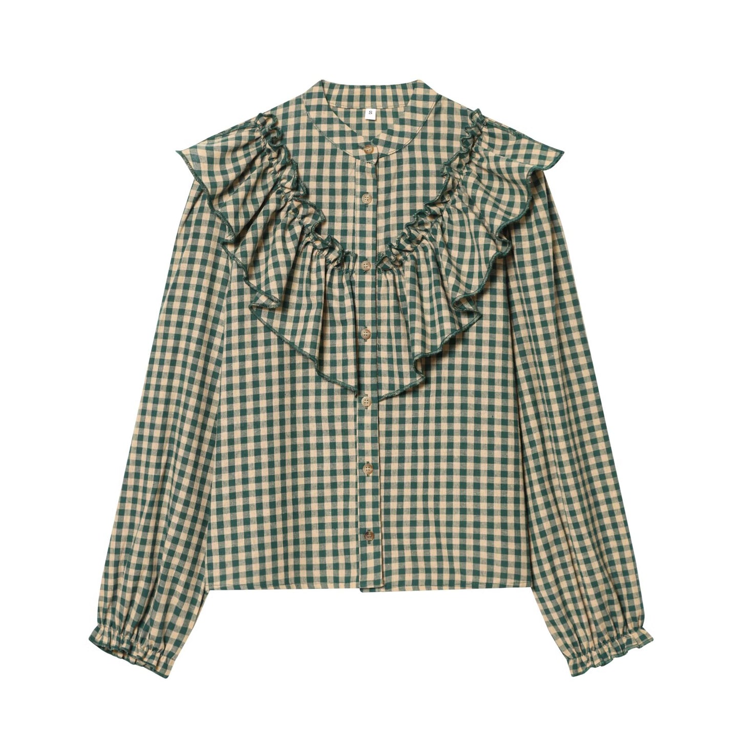Women's layered decorative casual plaid shirt