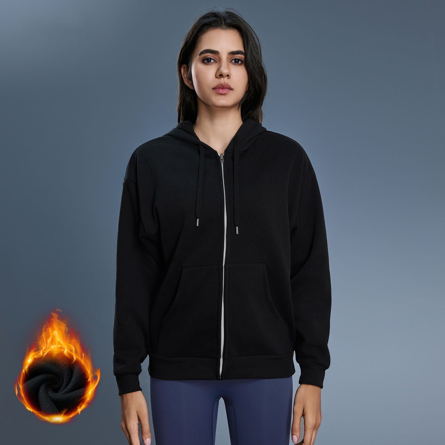 Women's new velvet hooded sweater coat