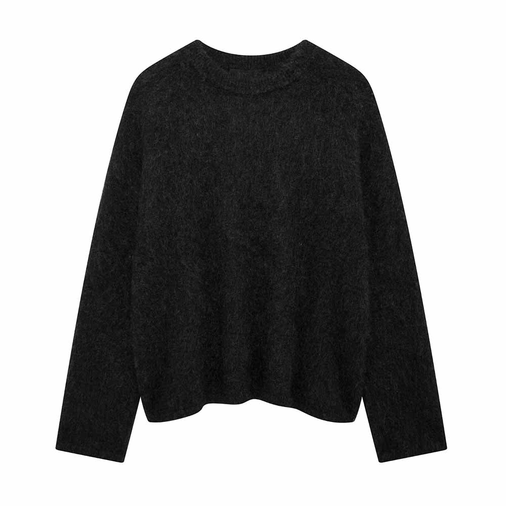 Women's new fashion multi-color loose versatile casual warm O Neck knitted sweater retro long sleeved women's pullover chic top