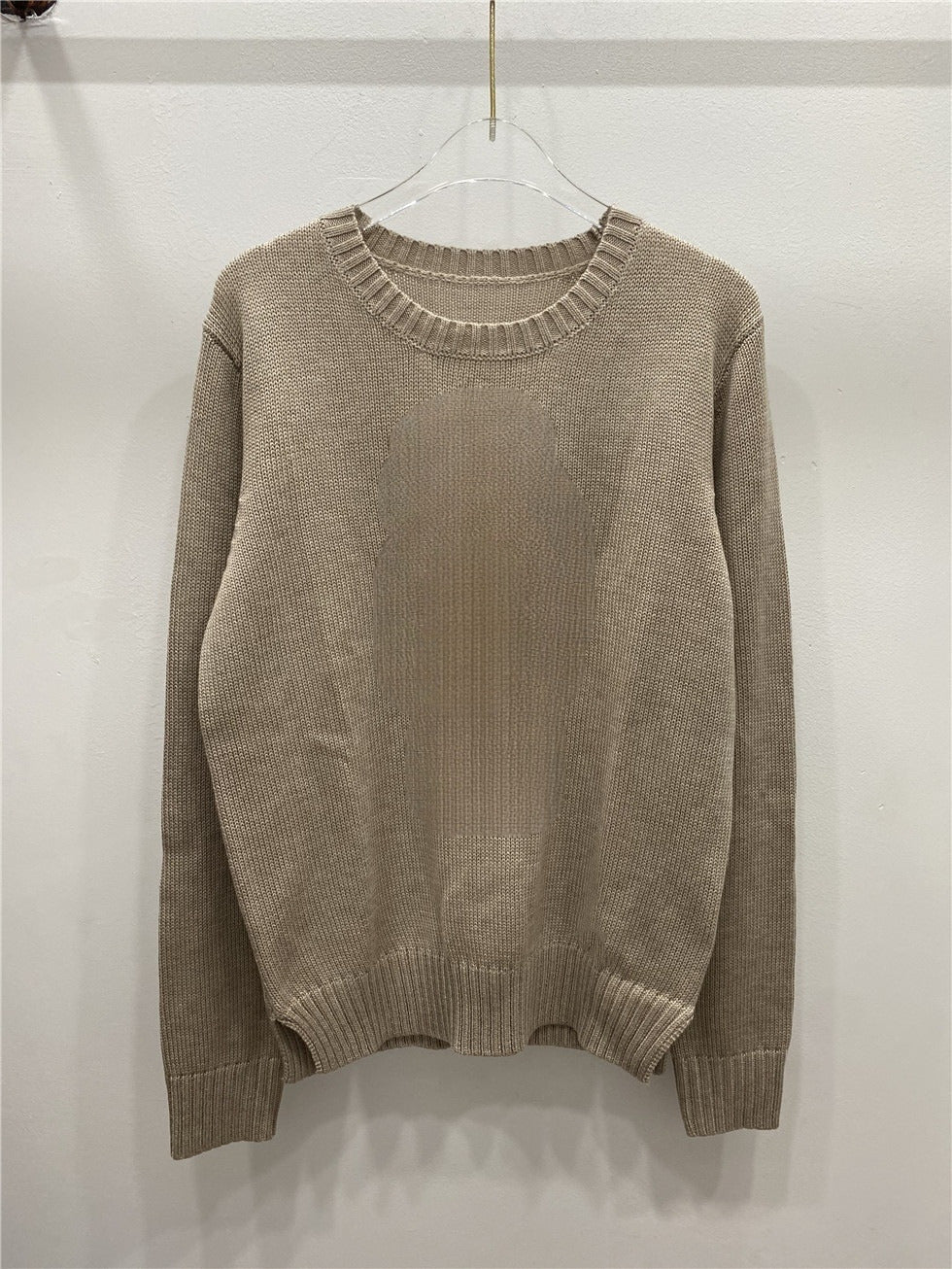 New versatile wool blend jacquard O-neck long-sleeved sweater