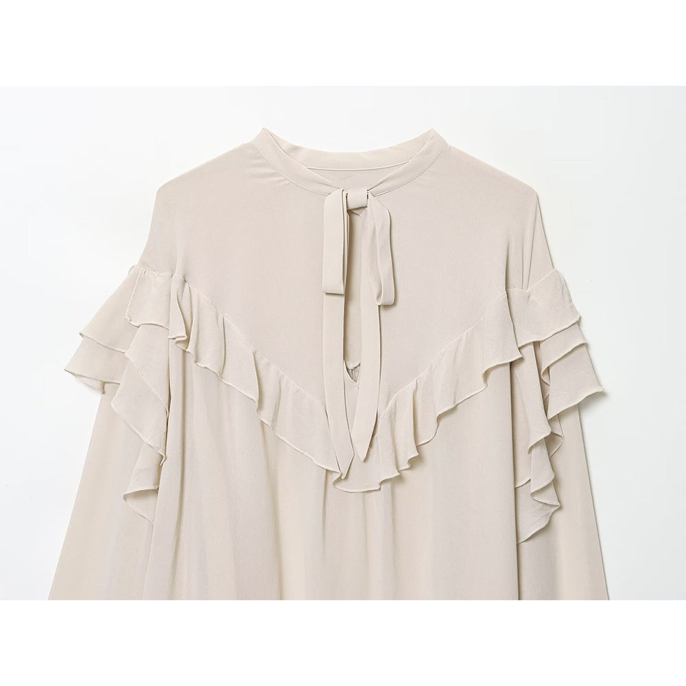 Women's new bow decoration loose layered decoration shirt