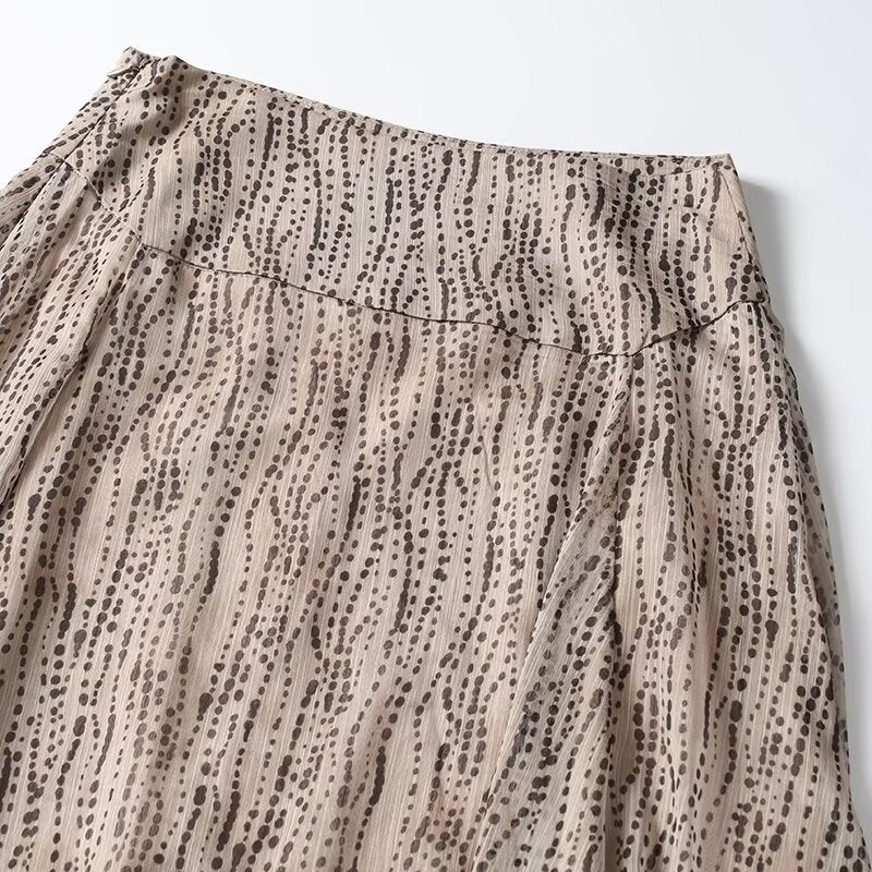 Women's new polka dot print irregular hem MIDI skirt