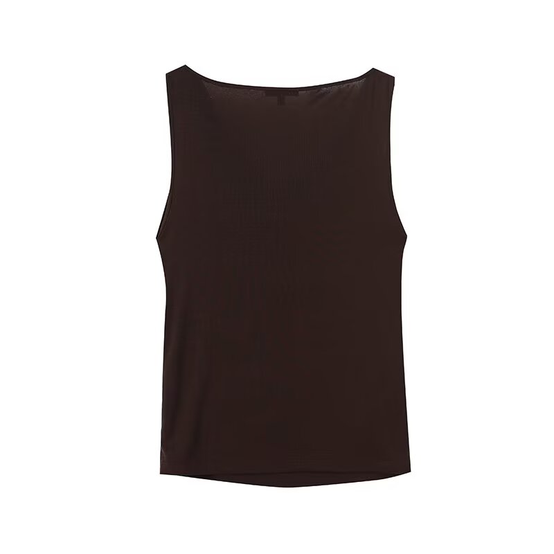 Women's New Fashion Sleeveless Swinging Neck T-shirt Top