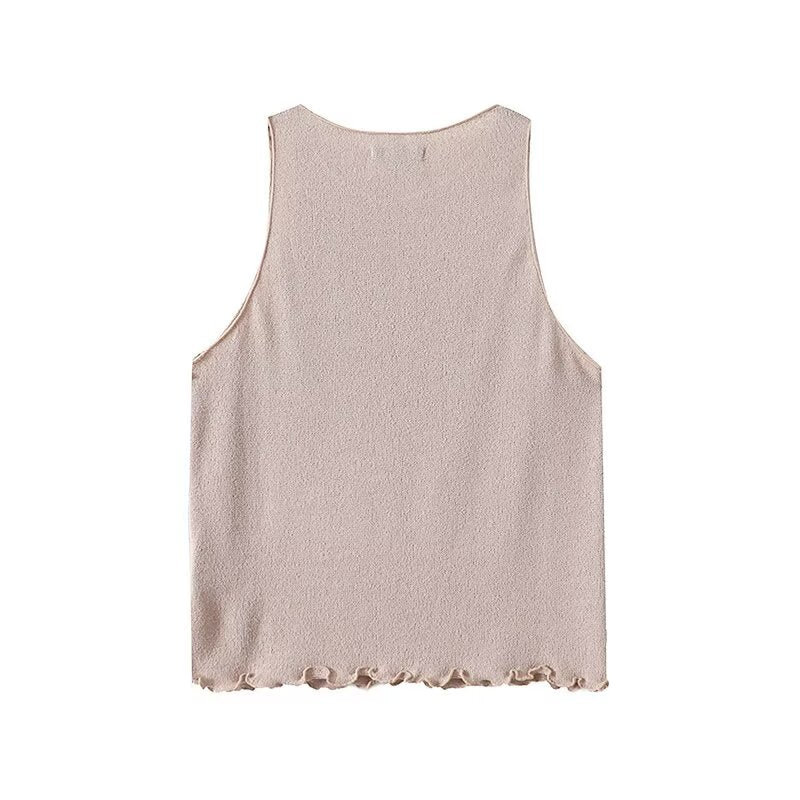 Women's 2025 Fashion O-Neck I-shaped Vest style Sleeveless Knitted T-shirt