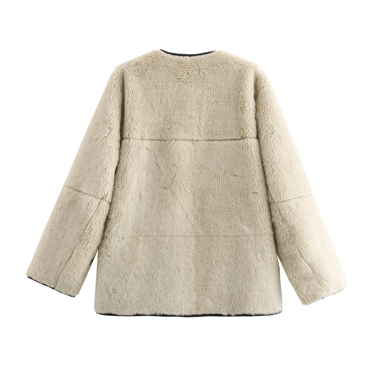 Women's thick warm O Neck Fur Faux Leather Coat