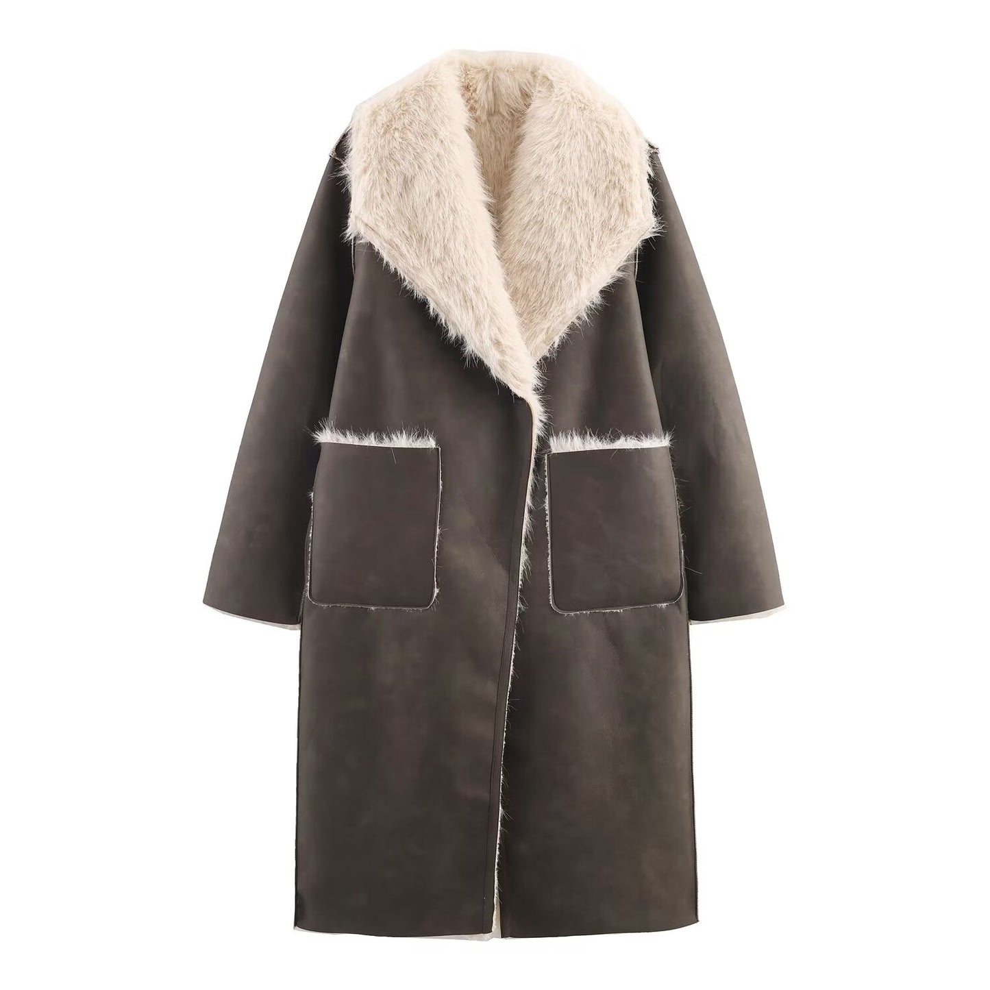 Women's double-sided wear faux fur effect Lapel Coat