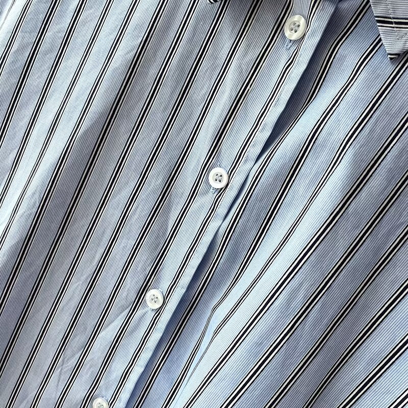 Women's new loose versatile striped long sleeved shirt